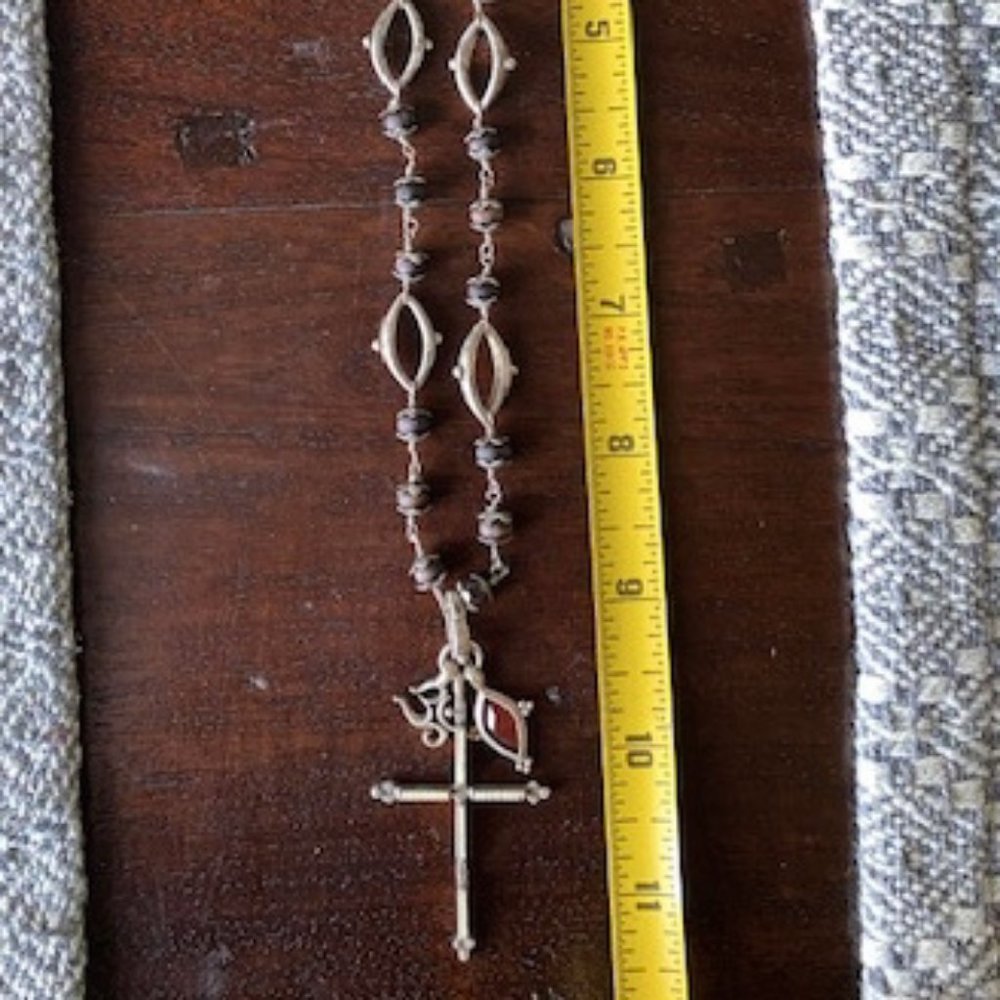 Lucky Brand silver cross beaded necklace